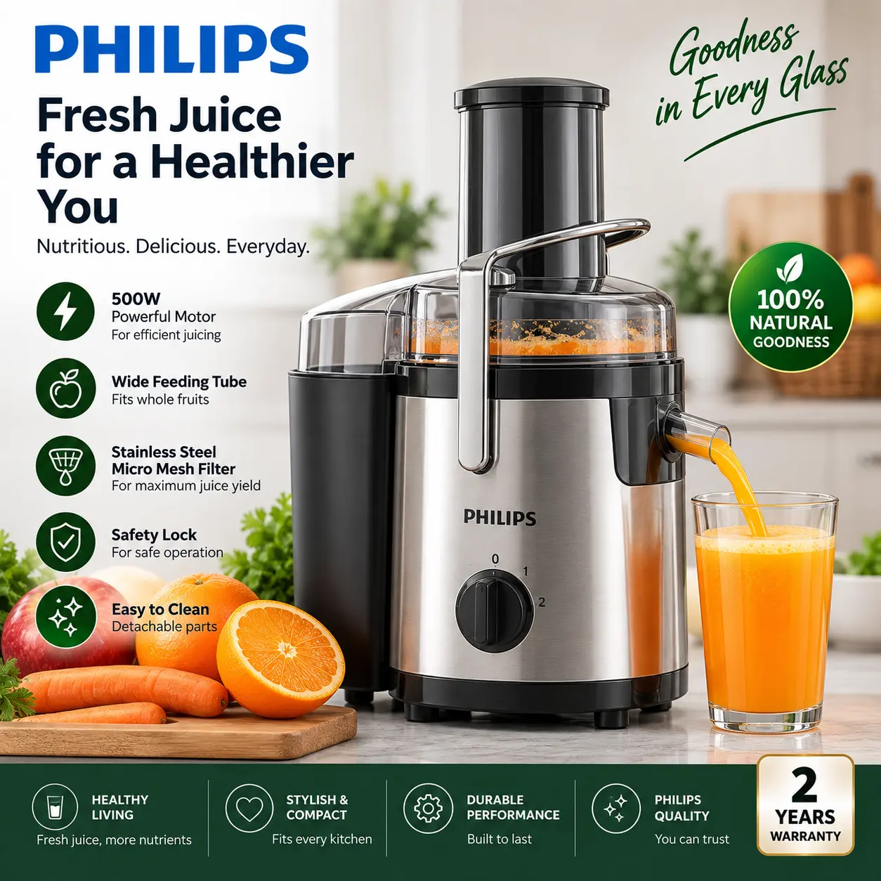 Philips Mixer Grinder 750W with 3 Jars